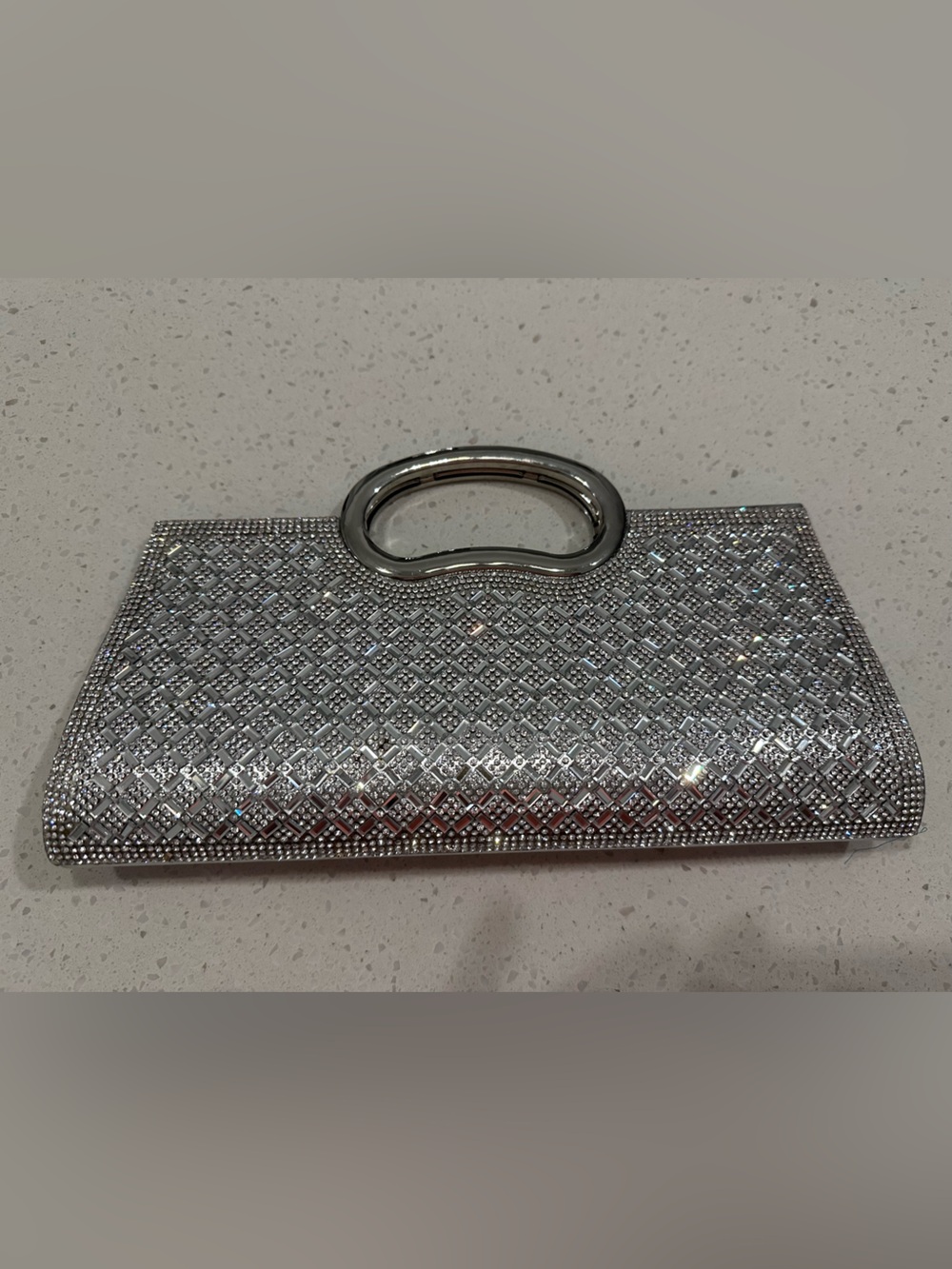 Silver Rhinestone Purse Embellished Bling Handbag